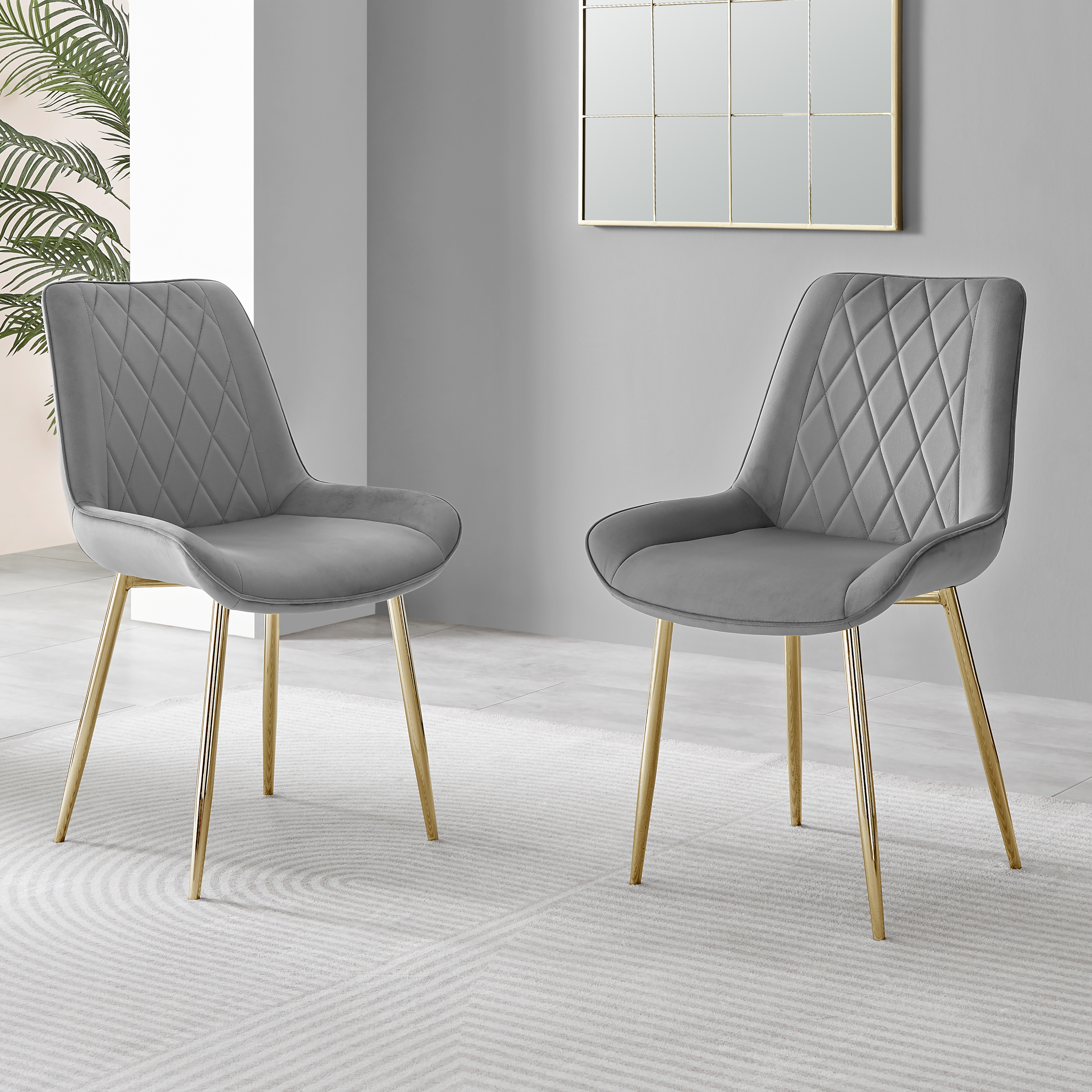 PESARO x2 Velvet Luxury Dining Chairs with Chrome SILVER/GOLD/BLACK Metal Legs - Picture 67 of 180