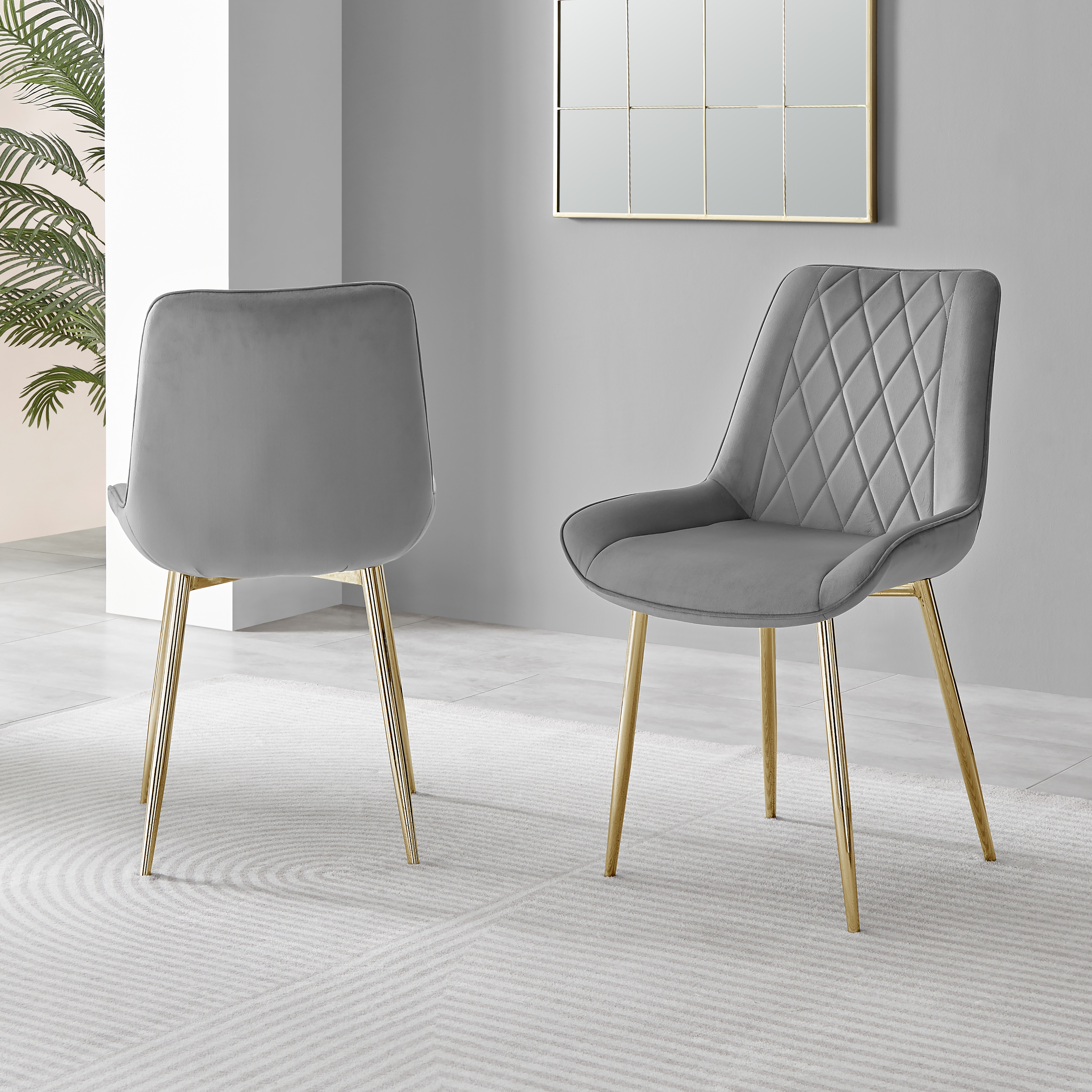 PESARO x2 Velvet Luxury Dining Chairs with Chrome SILVER/GOLD/BLACK Metal Legs - Picture 68 of 180