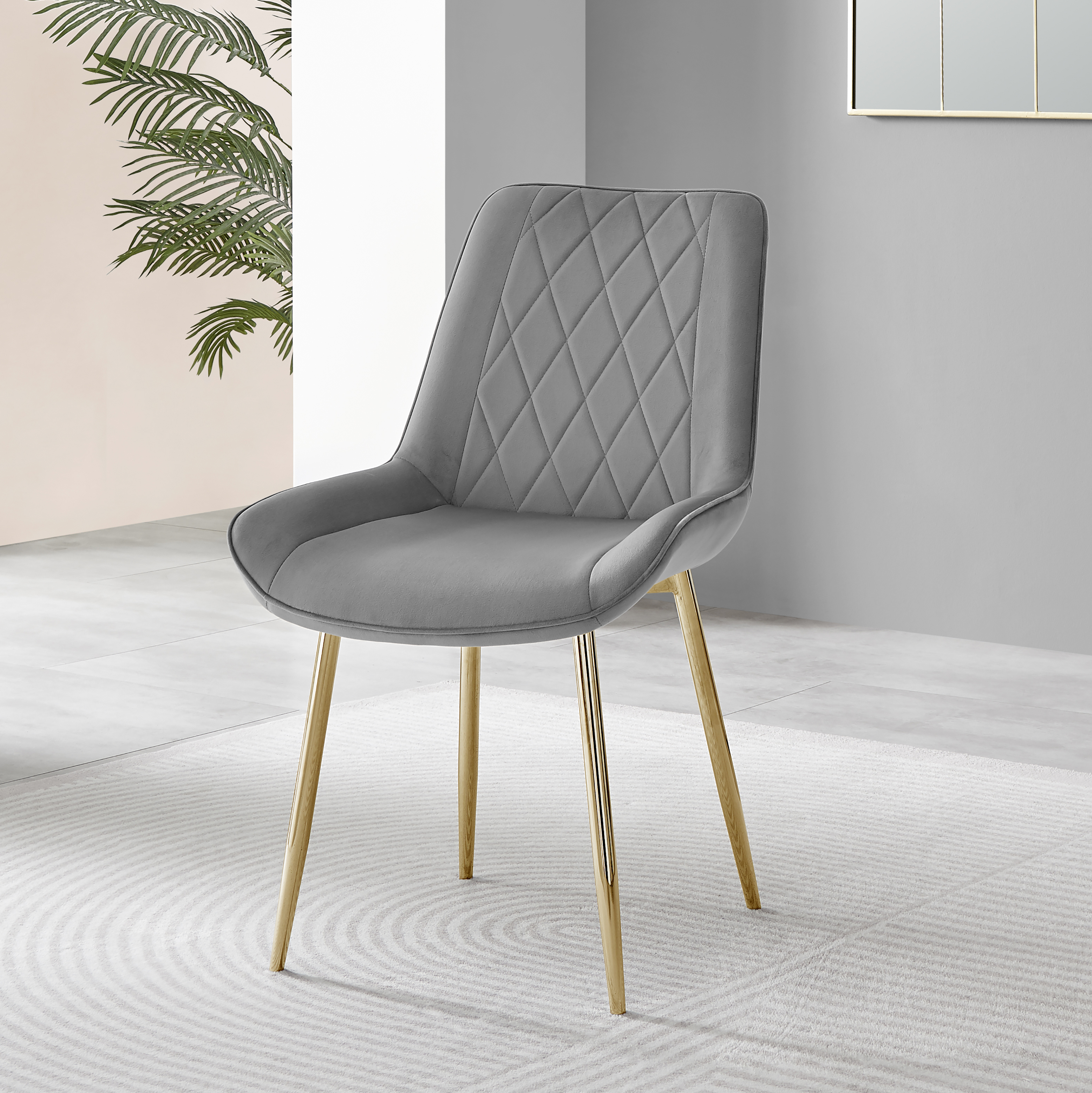 PESARO x2 Velvet Luxury Dining Chairs with Chrome SILVER/GOLD/BLACK Metal Legs - Picture 69 of 180
