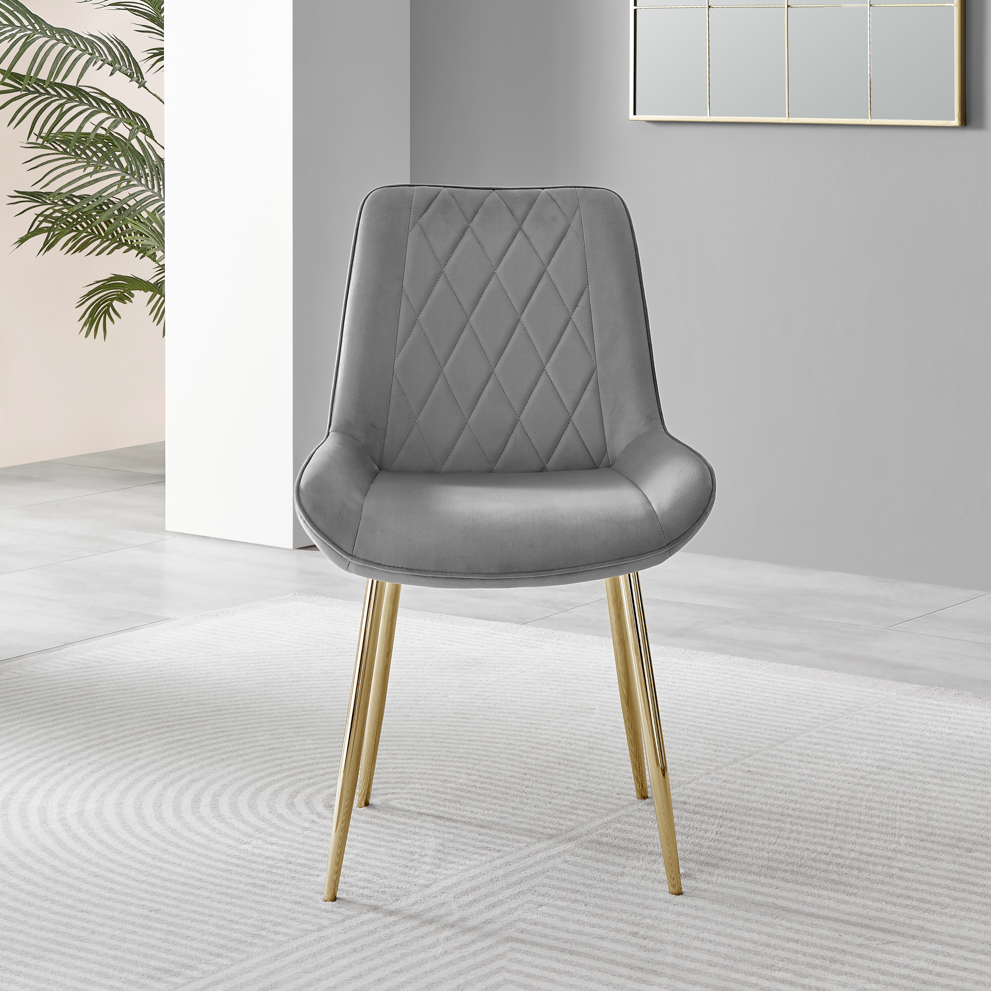 PESARO x2 Velvet Luxury Dining Chairs with Chrome SILVER/GOLD/BLACK Metal Legs - Picture 70 of 180