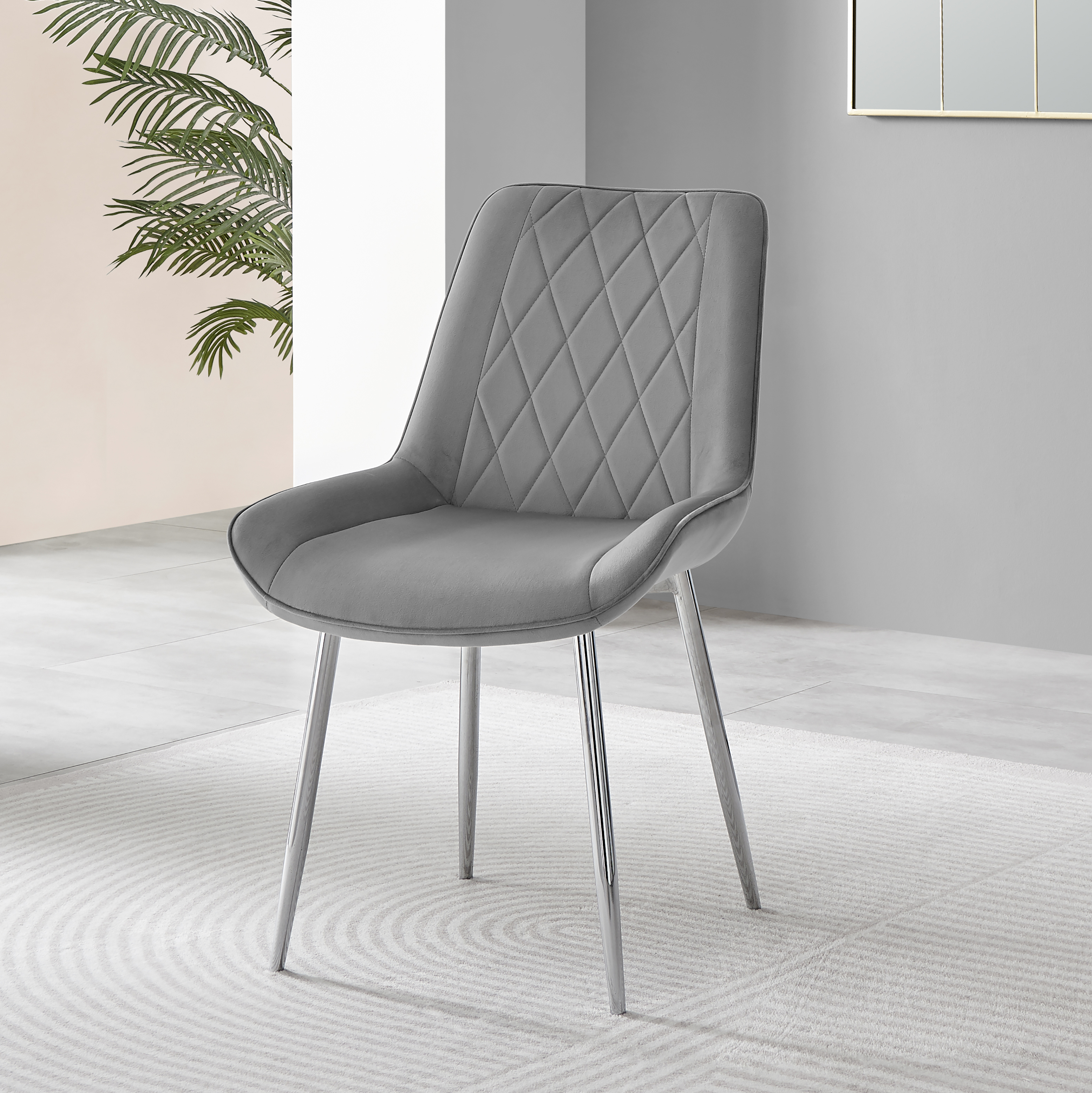 PESARO x2 Velvet Luxury Dining Chairs with Chrome SILVER/GOLD/BLACK Metal Legs - Picture 61 of 180