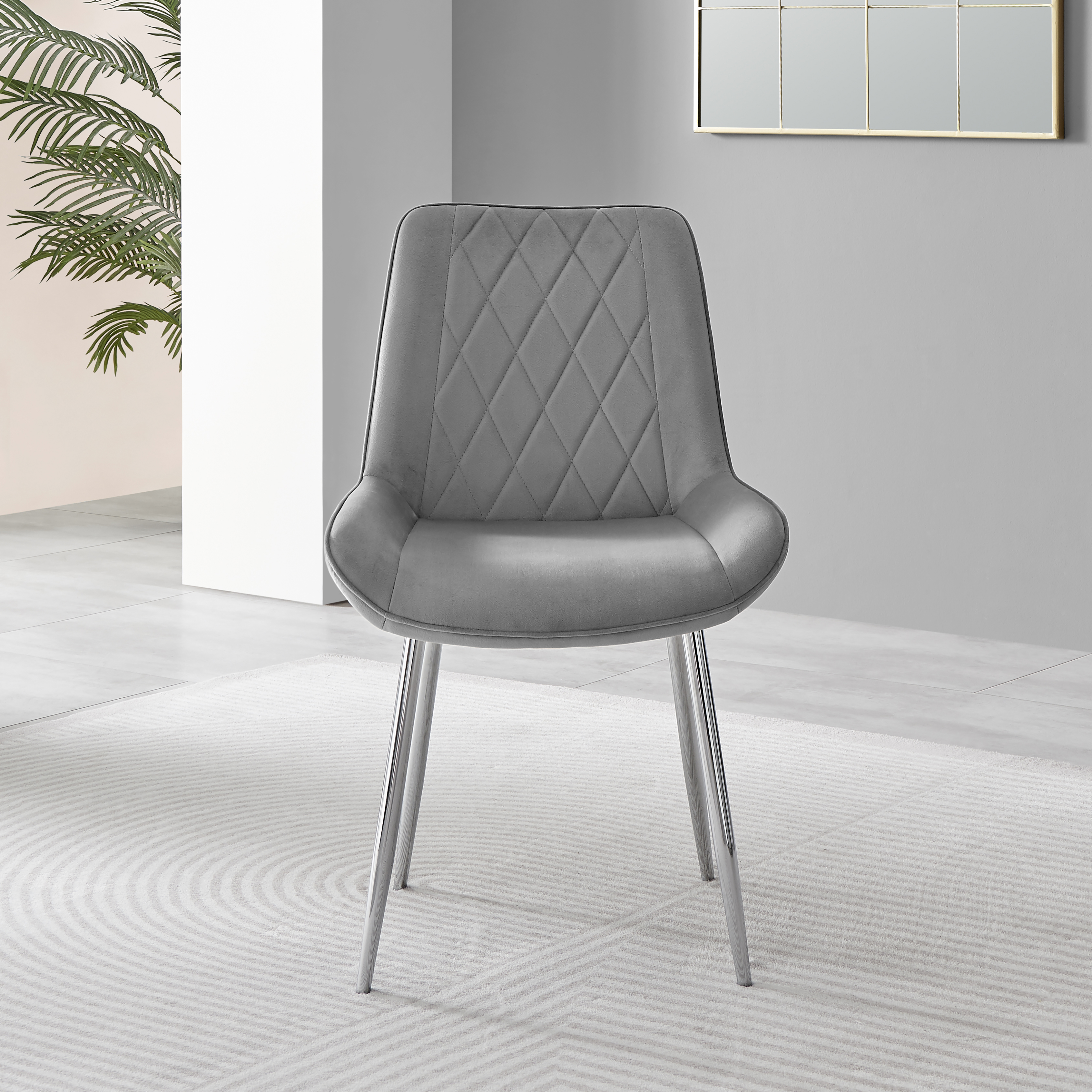 PESARO x2 Velvet Luxury Dining Chairs with Chrome SILVER/GOLD/BLACK Metal Legs - Picture 62 of 180