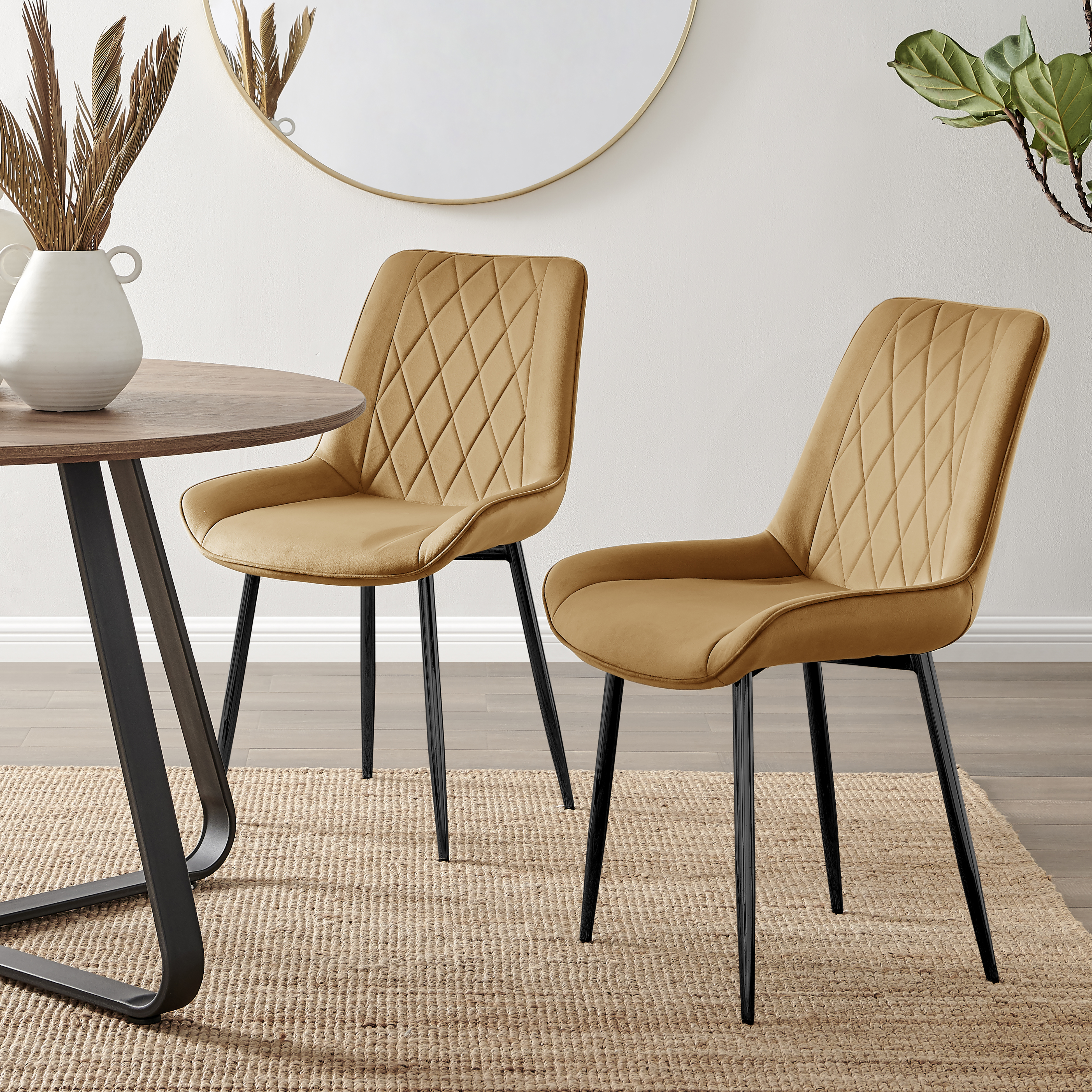 PESARO x2 Velvet Luxury Dining Chairs with Chrome SILVER/GOLD/BLACK Metal Legs - Picture 172 of 180