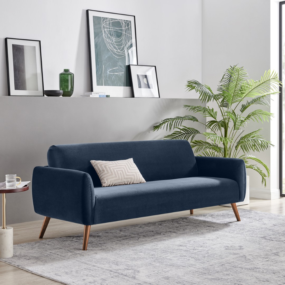 Teddy Velvet Upholstered Post Modern 3 Seater Sofa