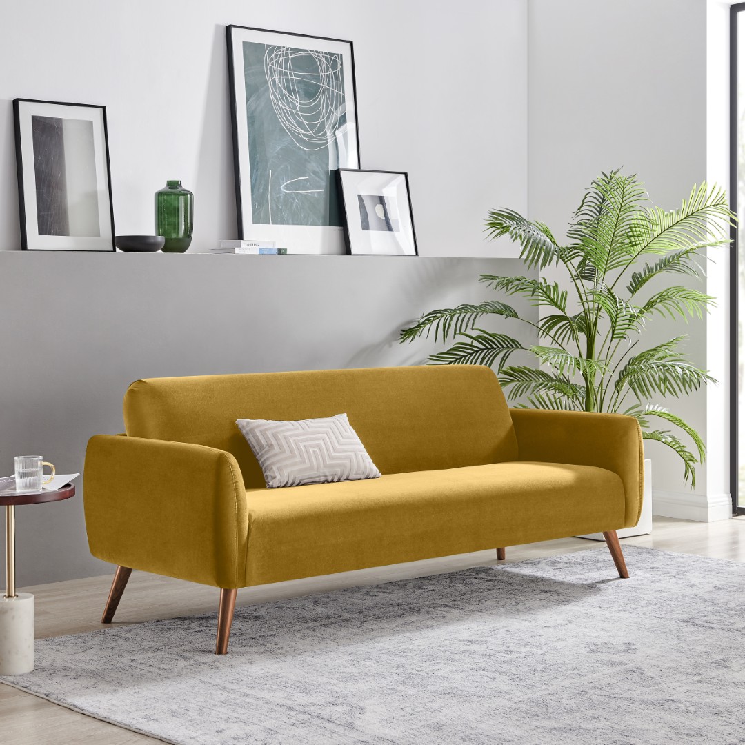 Teddy Velvet Upholstered Post Modern 3 Seater Sofa