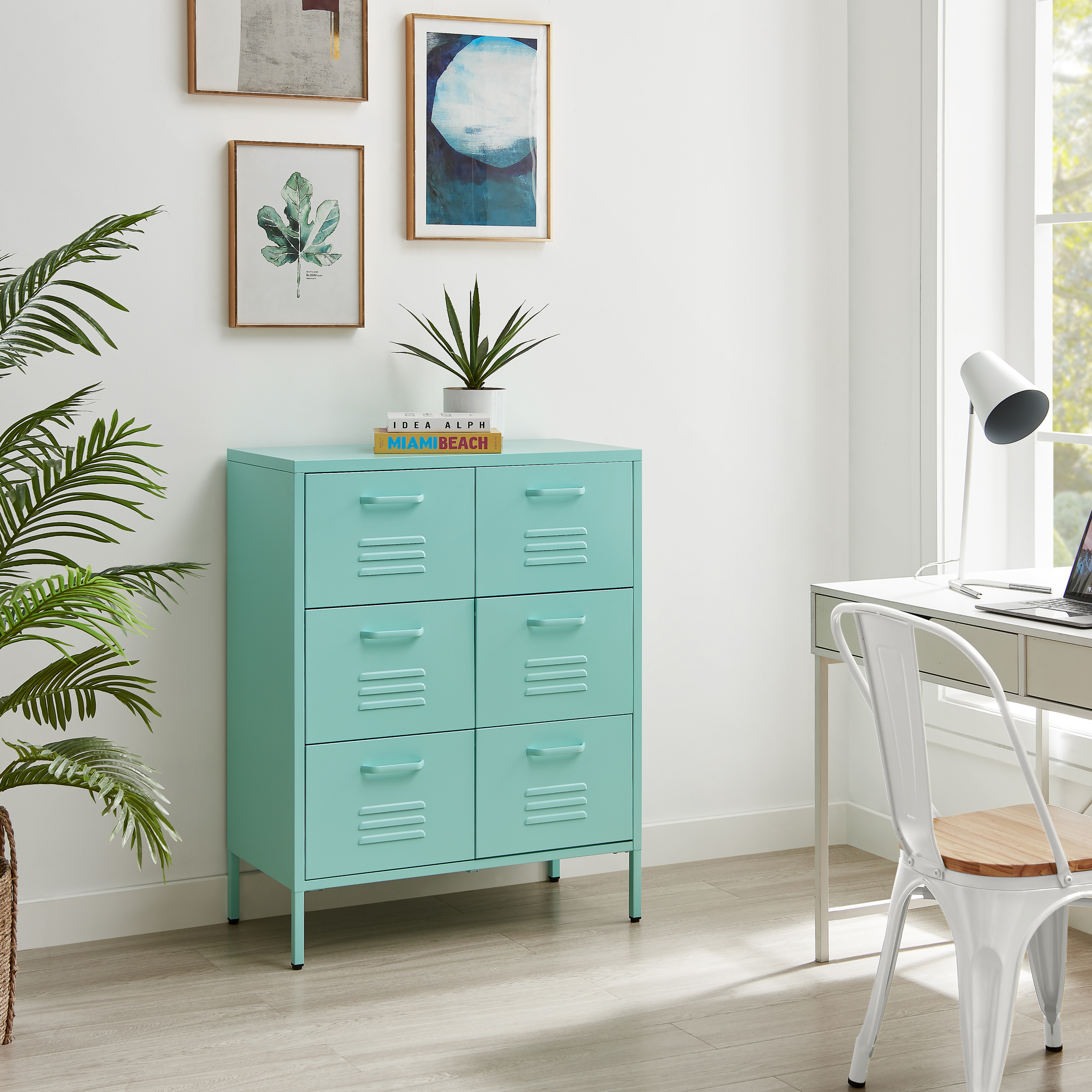 Teksi 6 Drawer Metal Sideboard Modern Industrial DurableCabinet Storage - Picture 10 of 21