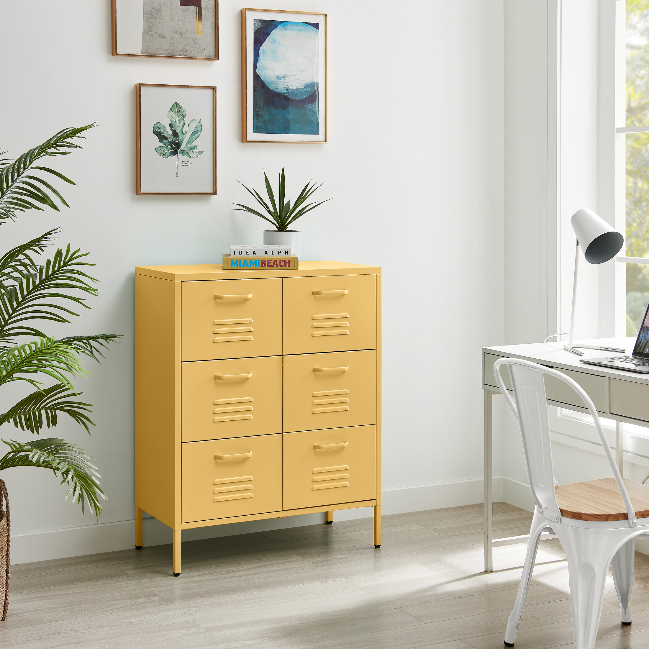 Teksi 6 Drawer Metal Sideboard Modern Industrial DurableCabinet Storage - Picture 4 of 21
