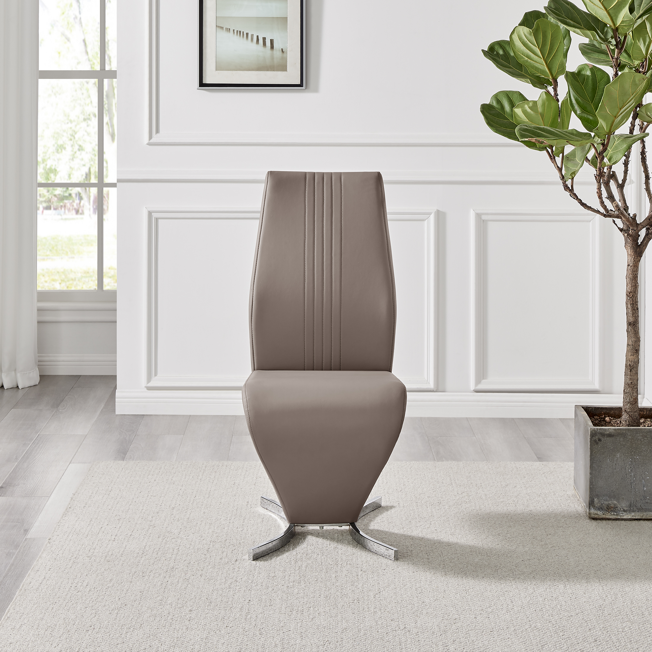 WILLOW x2 'Z' Faux Leather Silver Chrome Black/White/Grey/Yellow Dining Chairs - Picture 17 of 41
