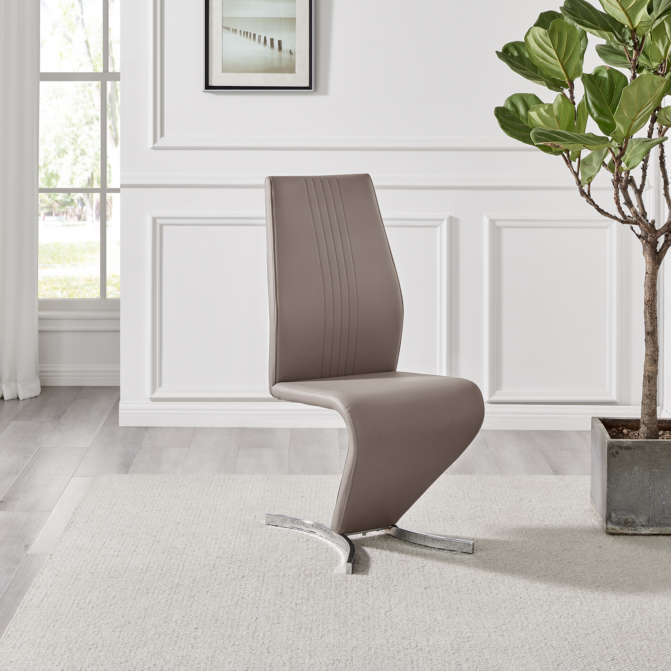 WILLOW x2 'Z' Faux Leather Silver Chrome Black/White/Grey/Yellow Dining Chairs - Picture 16 of 41