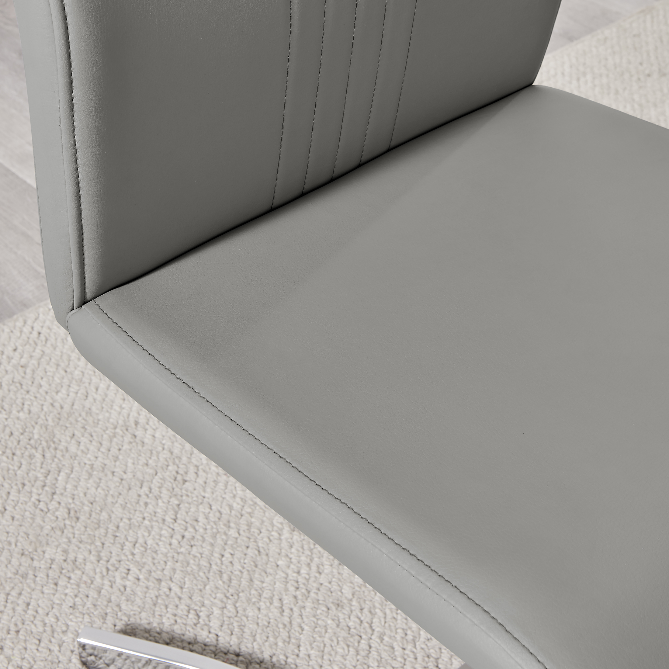 WILLOW x2 'Z' Faux Leather Silver Chrome Black/White/Grey/Yellow Dining Chairs - Picture 25 of 41