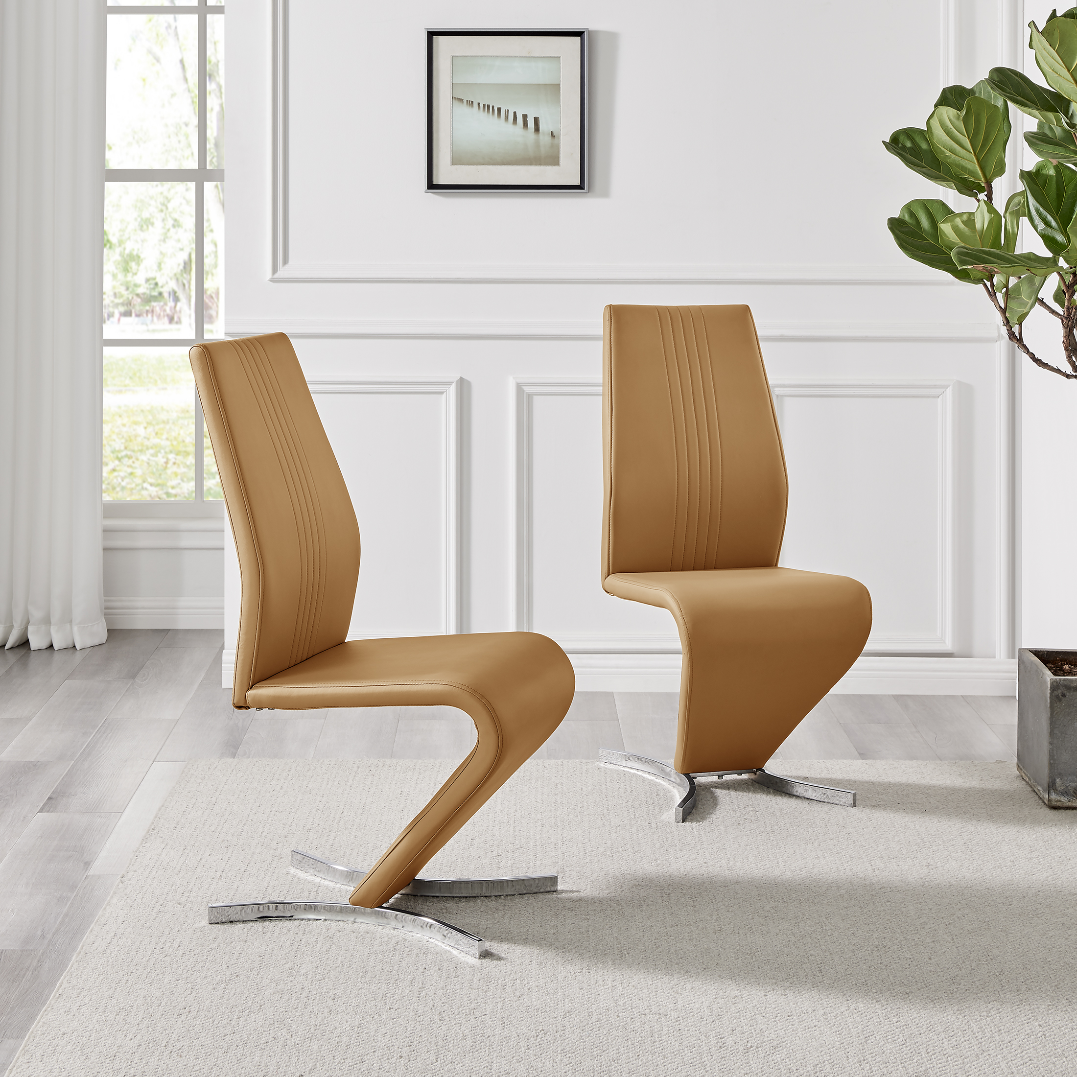 WILLOW x2 'Z' Faux Leather Silver Chrome Black/White/Grey/Yellow Dining Chairs - Picture 28 of 41