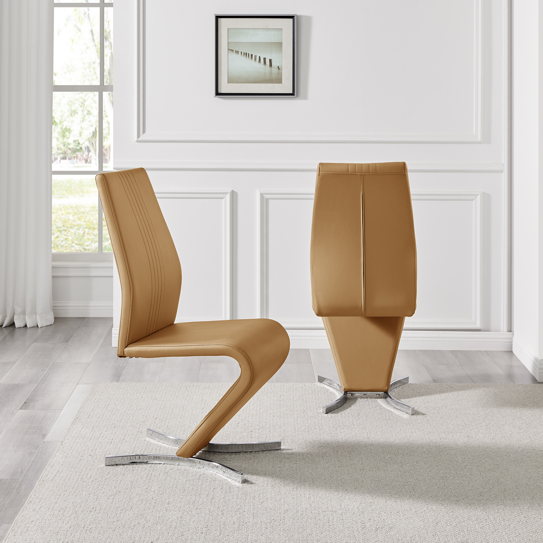 WILLOW x2 'Z' Faux Leather Silver Chrome Black/White/Grey/Yellow Dining Chairs - Picture 29 of 41