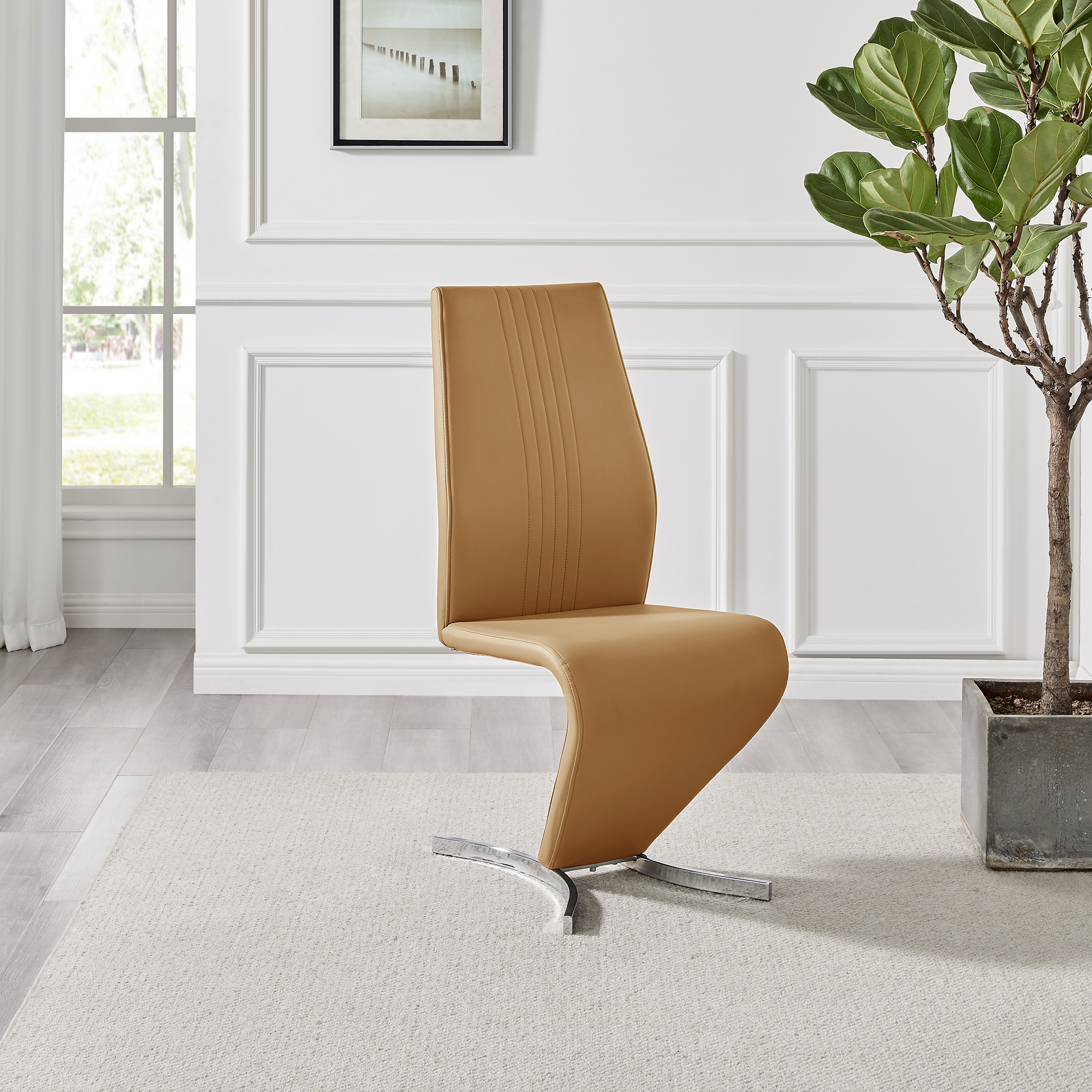 WILLOW x2 'Z' Faux Leather Silver Chrome Black/White/Grey/Yellow Dining Chairs - Picture 30 of 41