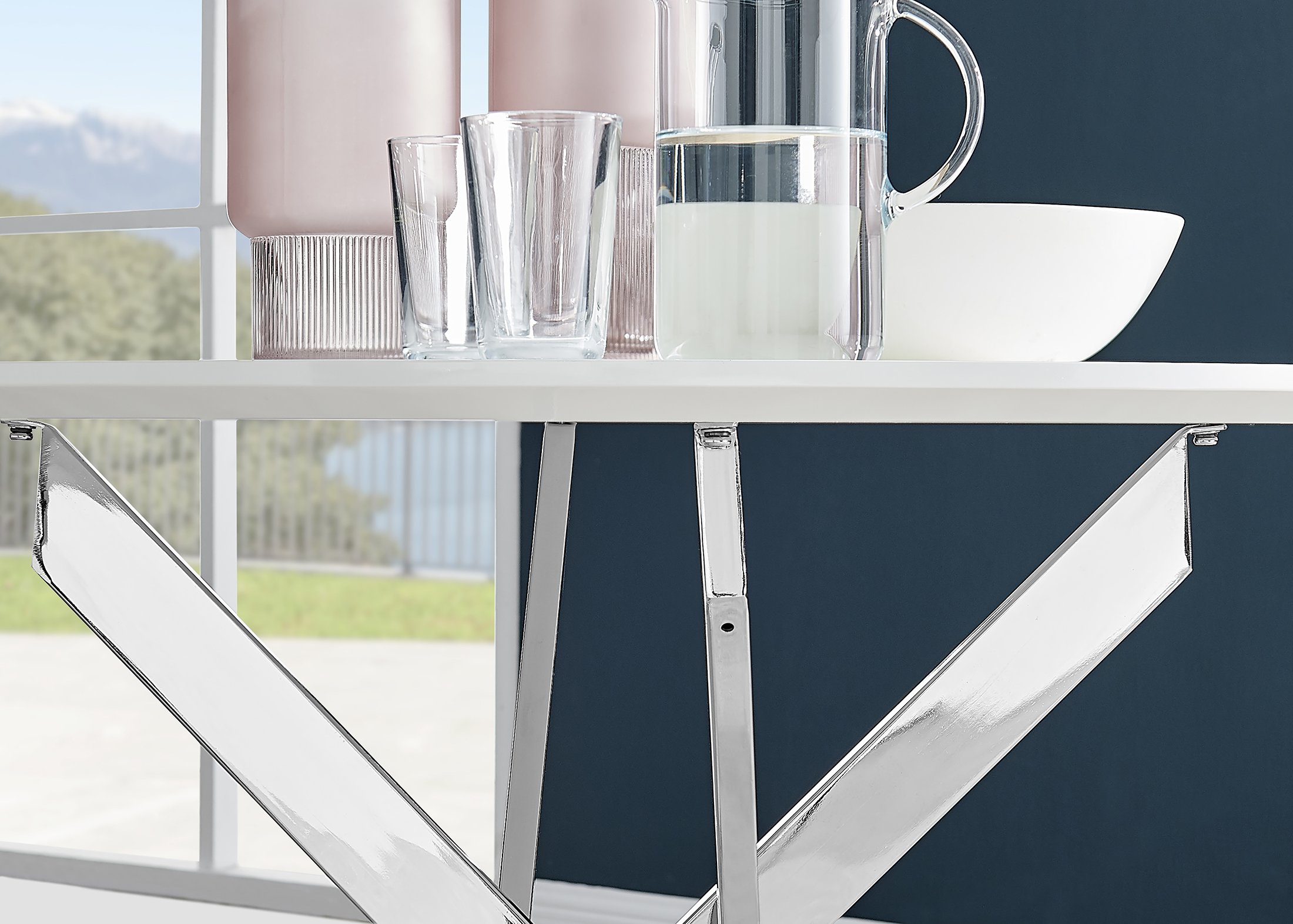 Novara White High Gloss Round Dining Table - 100cm with 4 Lorenzo Chairs Set - Picture 10 of 65