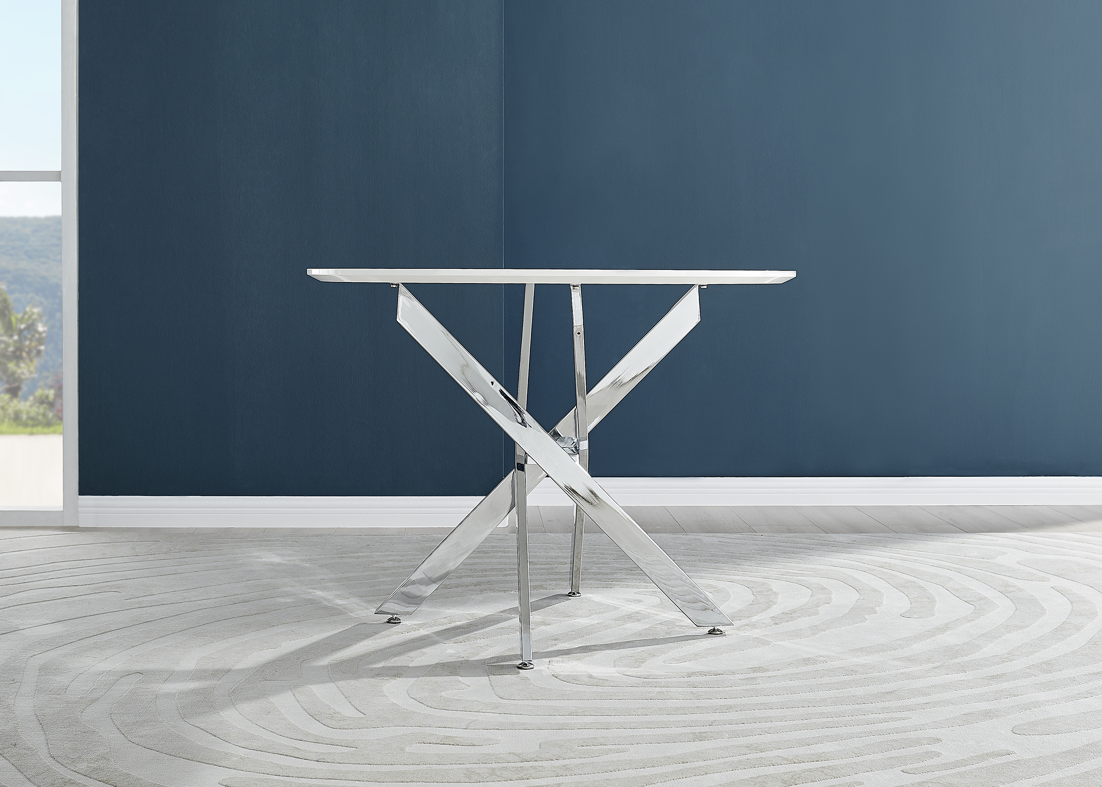 Novara White High Gloss Round Dining Table - 100cm with 4 Lorenzo Chairs Set - Picture 12 of 65