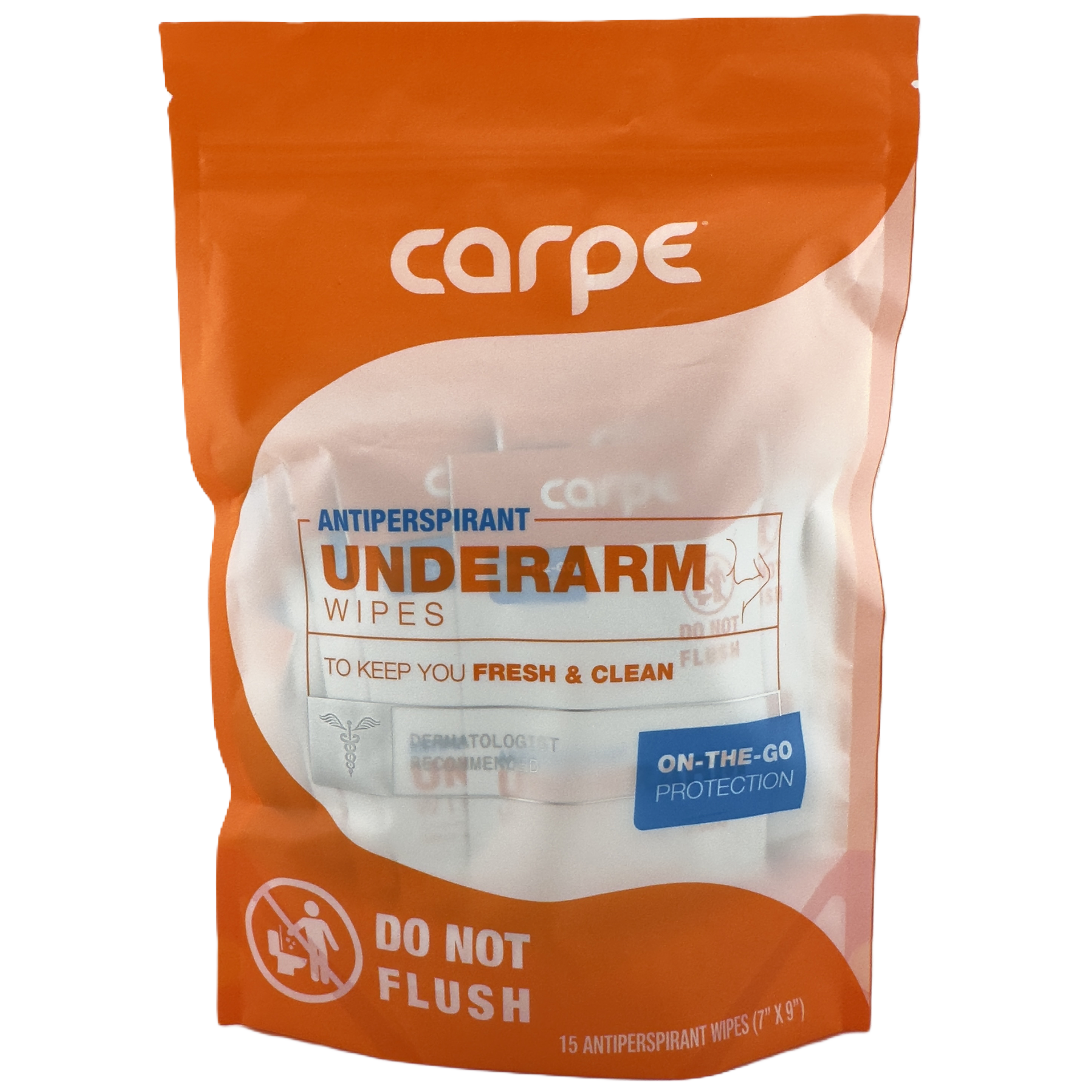 🧴 Carpe Antiperspirant Underarm Wipes - 15 Count (7"x9") | Sweat Control On-th