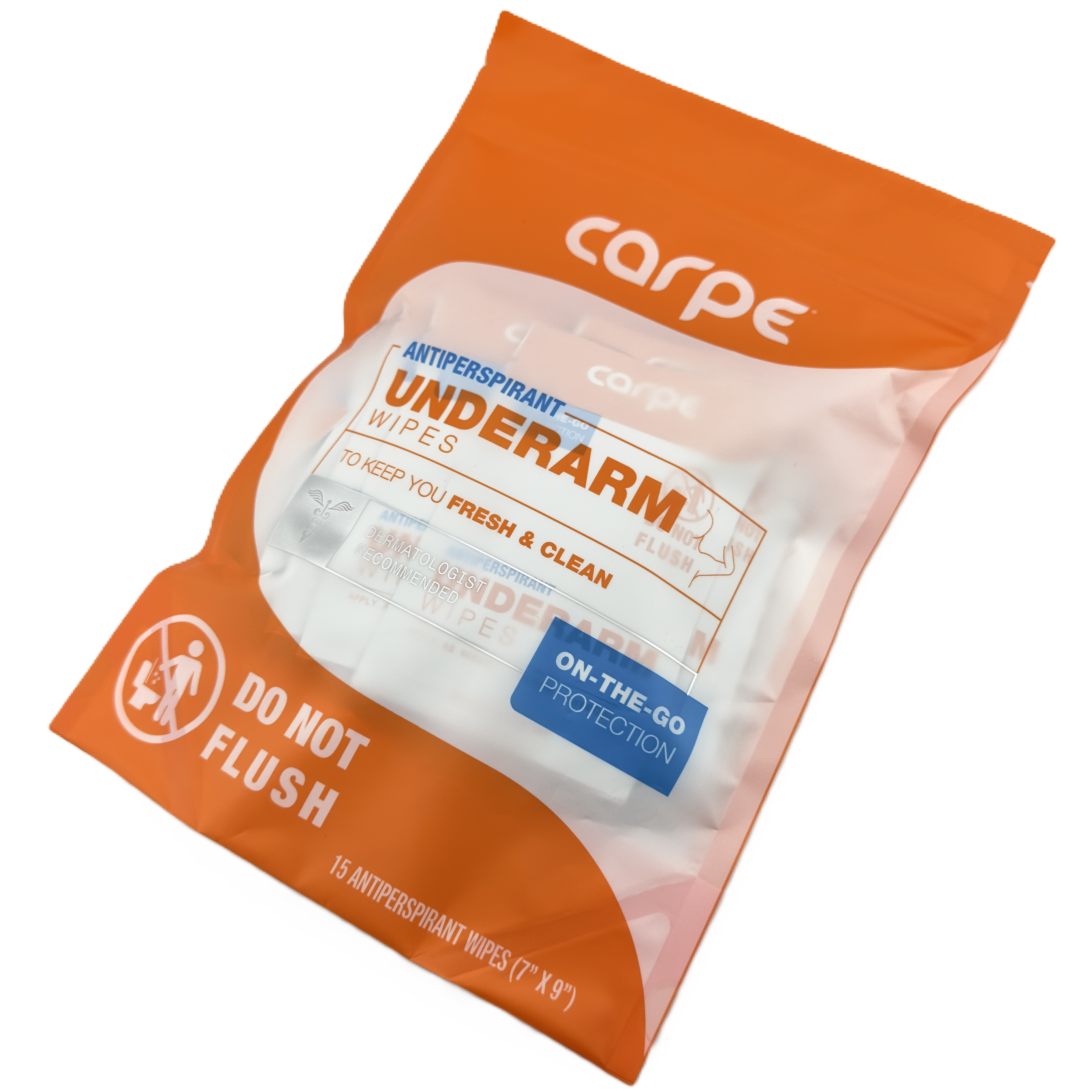 🧴 Carpe Antiperspirant Underarm Wipes - 15 Count (7"x9") | Sweat Control On-th - Picture 3 of 6