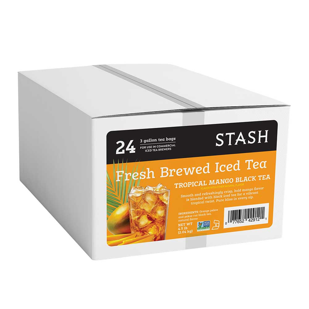 Stash Tropical Mango Black Fresh Brewed Iced Tea, 3 Gallon Tea Bag -- 24 Per Case